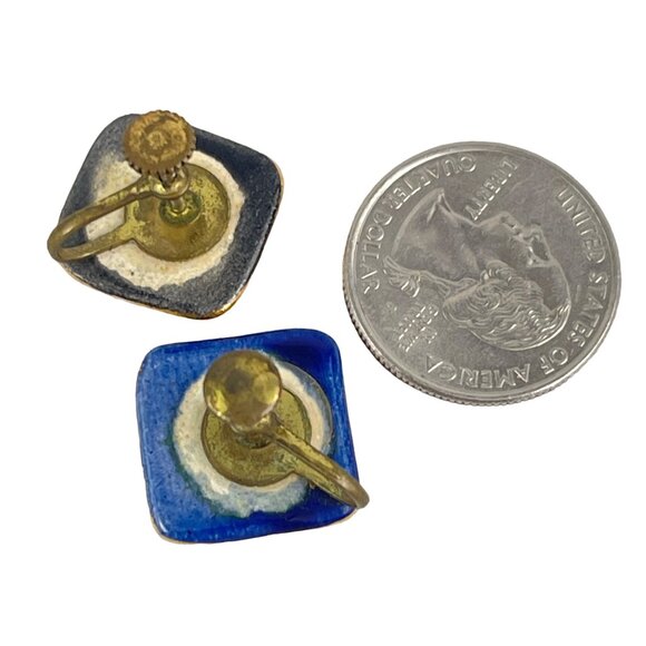 Vintage Japanese Hand Painted Porcelain Screw Back Earrings 1950s - Picture 7 of 9